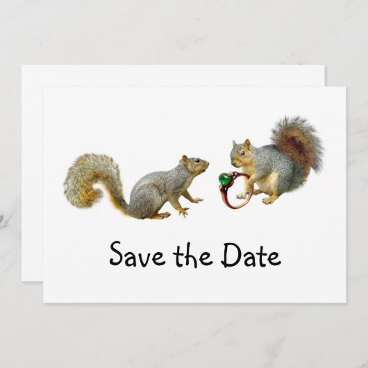 Eekhoorntjes met ring sparen de Datum Save The Date (Voorkant / Achterkant)