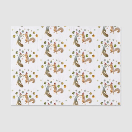 Eekhoorntjes met Star Decorations Weefpapier Tissuepapier (Voorkant)