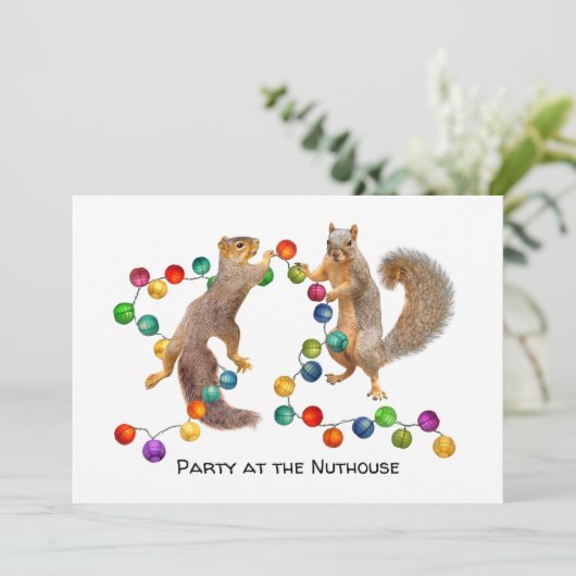 Eekhoorntjes met uitnodiging van de partij voor ve (Staand voorkant)
