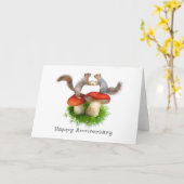 Eekhoorntjes op Aardappelpaddenstoelen Jubileum Ka Kaart (Gele Bloem)