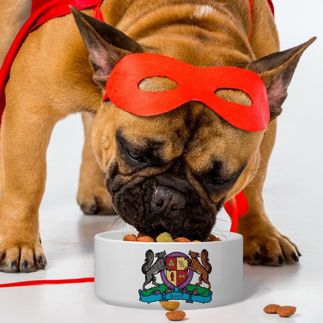 Eekhoorntjes Rampant Doggy Coat Arms Custom Name Voerbakje (Creator heeft geüpload)