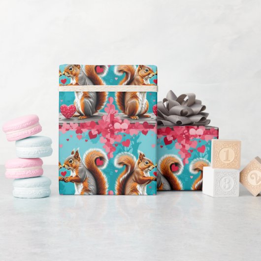 Eekhoorntjes verliefd cadeaupapier (Baby Shower)