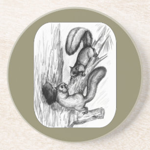 Eekhoorntjes Zandsteen Onderzetter
