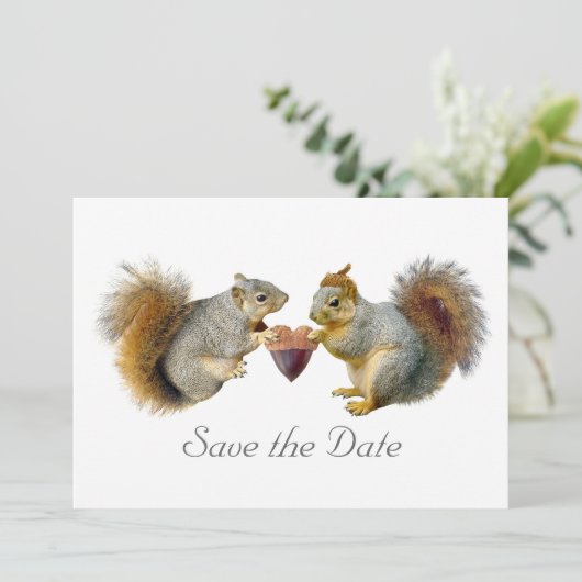 Eekhoorntjesbrood met de datumkaart opslaan save the date (Staand voorkant)