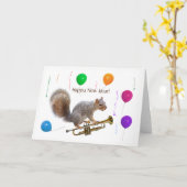 Eekhoorntrompet en ballonnen Kaart (Gele Bloem)