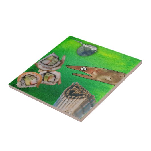 Eel- en sushi-keramische tegels tegeltje (Zijkant)