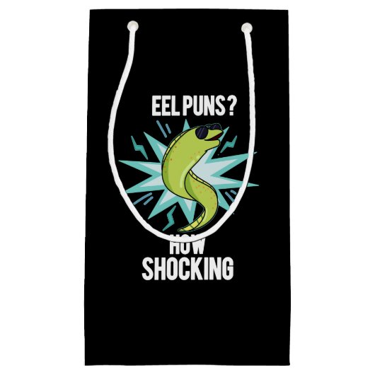 Eel Puns how Shocking Funny Animal Pun Dark BG Klein Cadeauzakje (Voorkant)