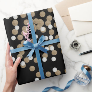 Eelegant modern Black Gold Confetti Holiday Party Cadeaupapier
