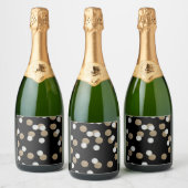 Eelegant modern Black Gold Confetti Holiday Party Sparkling Wijnetiket (Flessen)