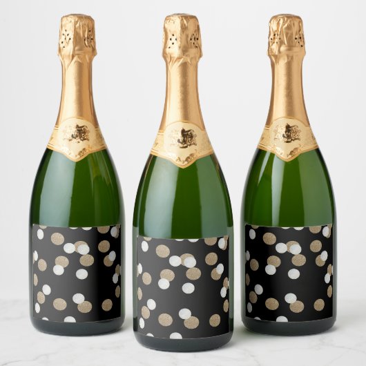 Eelegant modern Black Gold Confetti Holiday Party Sparkling Wijnetiket (Flessen)