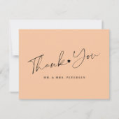 Eelegant script peach bruiloft bedankkaart (Voorkant)