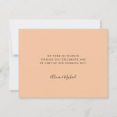 Eelegant script peach bruiloft bedankkaart (Achterkant)