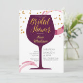 Eelegant Wine Bridal Shower Invitation Kaart (Staand voorkant)
