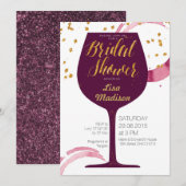 Eelegant Wine Bridal Shower Invitation Kaart (Voorkant / Achterkant)