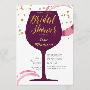 Eelegant Wine Bridal Shower Invitation Kaart