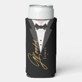 Eelegant zwart goud Groom Bachelor Party Seltzer C Blikjeskoeler (Seltzer Voorkant)