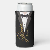 Eelegant zwart goud Groom Bachelor Party Seltzer C Seltzer Blikjeskoeler (Seltzer Achterkant)