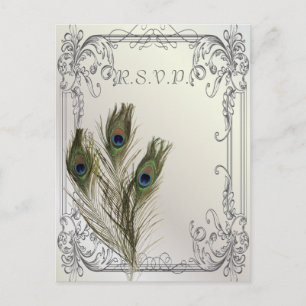 Eelegante  bruinkoolpauw RSVP Uitnodiging Briefkaart