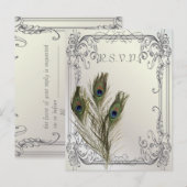 Eelegante  bruinkoolpauw RSVP Uitnodiging Briefkaart (Voorkant / Achterkant)