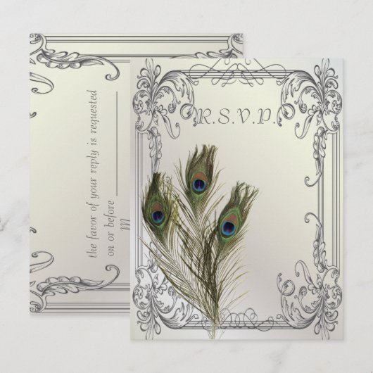 Eelegante  bruinkoolpauw RSVP Uitnodiging Briefkaart (Voorkant / Achterkant)