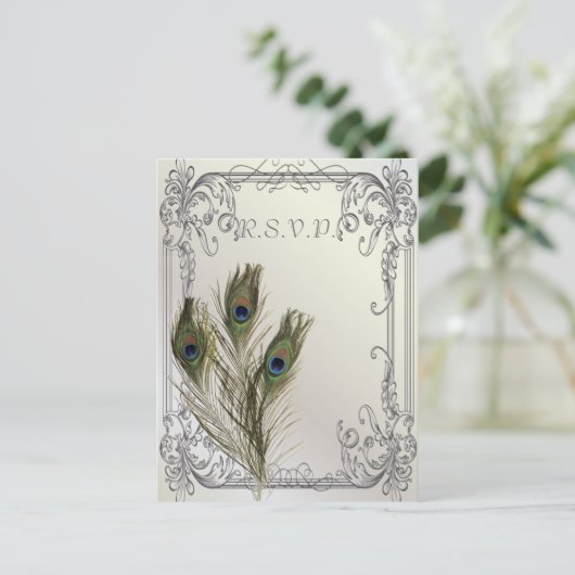 Eelegante  bruinkoolpauw RSVP Uitnodiging Briefkaart (Staand voorkant)