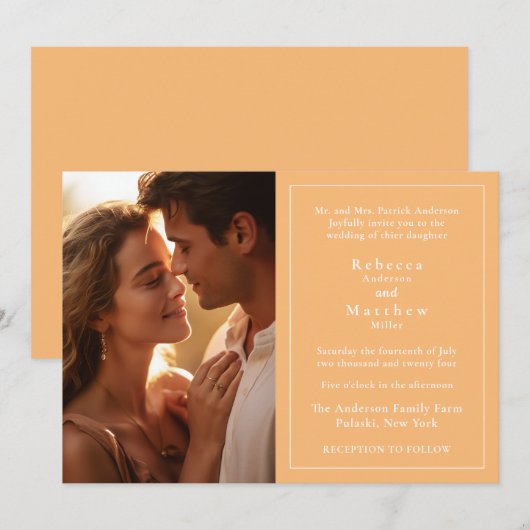 Eelegante foto bruiloft uitnodiging (Voorkant / Achterkant)