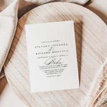 Eelegante kalligrafie Spaanse bruiloft uitnodiging