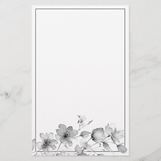 Eelgant minimalistische Waterverf Wildflowers Briefpapier (Voorkant)