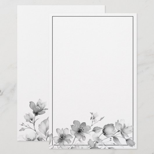 Eelgant minimalistische Waterverf Wildflowers Briefpapier (Voorkant / Achterkant)