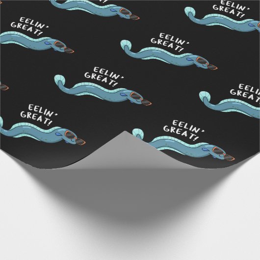 Eelin Great Funny Slippery Eel Pun Dark BG Cadeaupapier (Hoek)