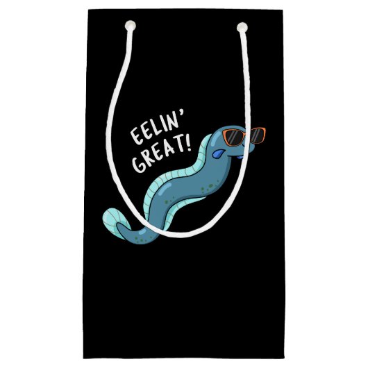 Eelin Great Funny Slippery Eel Pun Dark BG Klein Cadeauzakje (Voorkant)