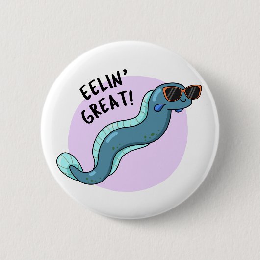 Eelin Great Funny Slippery Eel Pun Ronde Button 5,7 Cm (Voorkant)