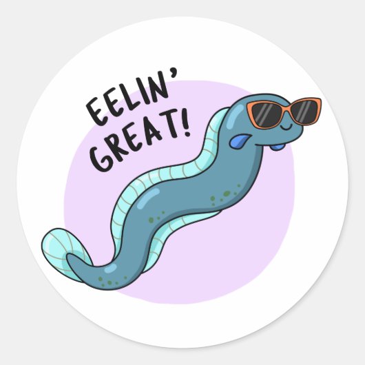 Eelin Great Funny Slippery Eel Pun Ronde Sticker (Voorkant)
