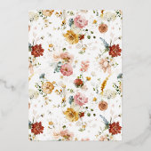 Een 100-blik, Roze Floral Gold Folie Uitnodiging (Achterkant)