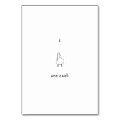 Een, 1, een eend aangepaste nummer flashcards kaart (Achterkant)