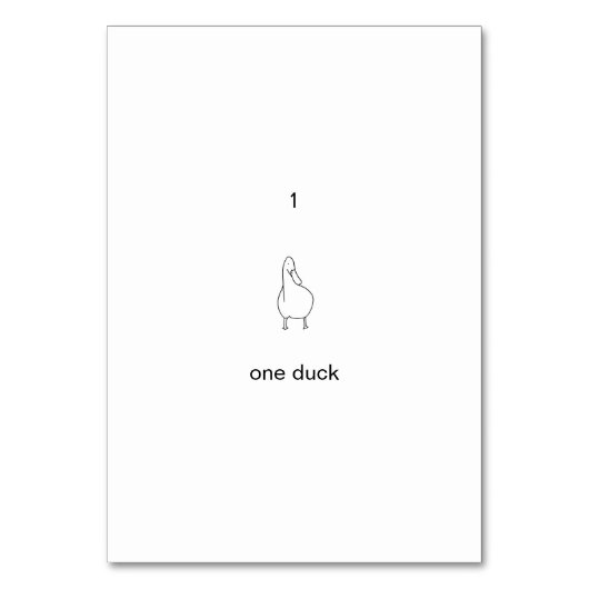 Een, 1, een eend aangepaste nummer flashcards kaart (Achterkant)