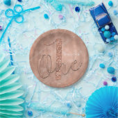 EEN 1e Verjaardag Faux Roos Gold Glitter Party Papieren Bordje (Feest)