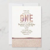 EEN 1e Verjaardag Faux Roos Gold Party Invitation Kaart (Voorkant)