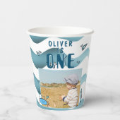 Een 1e Verjaardag Krab Zee Dieren Jongen Foto Papieren Bekers (Achterkant)