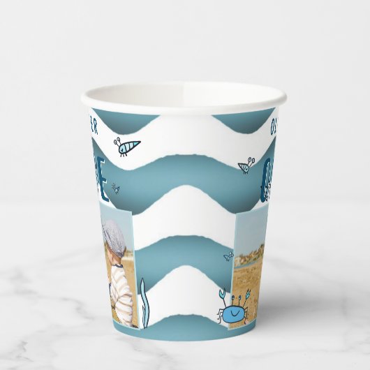 Een 1e Verjaardag Krab Zee Dieren Jongen Foto Papieren Bekers (Links)