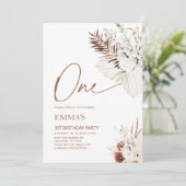 Een 1e verjaardag Uitnodiging Boho Pampas (Staand voorkant)