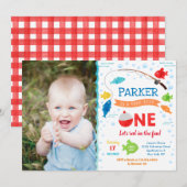 EÉN 1e verjaardag van de O-visvangst-Uitnodigingen Kaart (Voorkant / Achterkant)