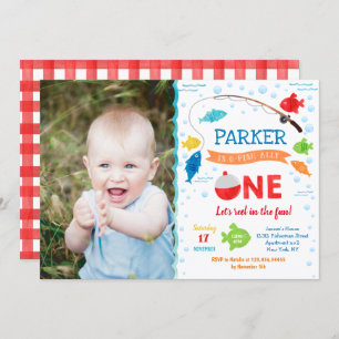 EÉN 1e verjaardag van de O-visvangst-Uitnodigingen Kaart