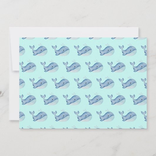 Een 1e Verjaardag Waterverf Walvis | Aangepaste fo Kaart (Achterkant)