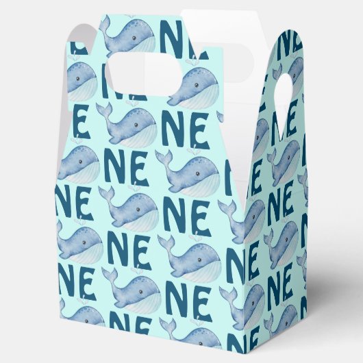 Een 1e Verjaardag Waterverf Walvis Pattern Bedankdoosjes (Geopend)