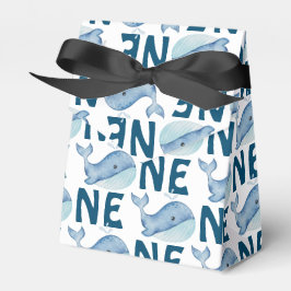 Een 1e Verjaardag Waterverf Walvis Pattern Bedankdoosjes