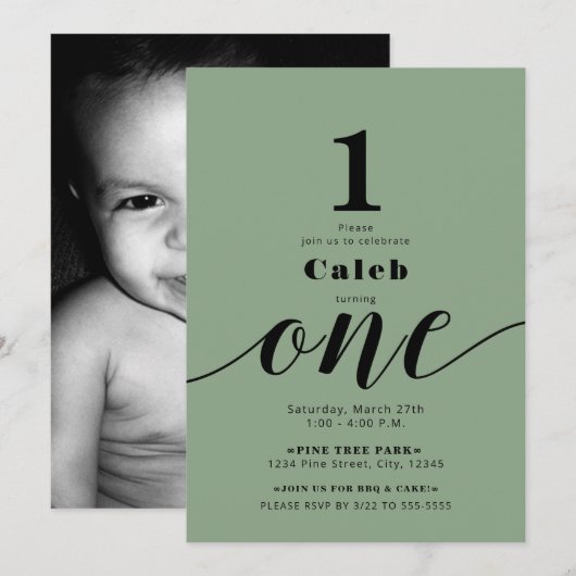 ÉÉN 1STE verjaardag Foto van om het even welke Kle Kaart (Voorkant / Achterkant)