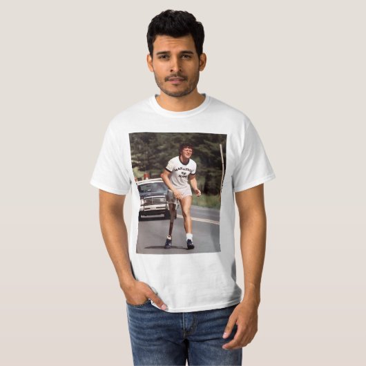"Een 21-jarige Canadese Terry Fox begon met een T-shirt (Voorkant volledig)