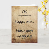 Een 25ste verjaardag voor een nag kaart (Gele Bloem)