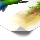 Een 3D-Afbeelding van een blauwgekroonde hangende  Poster (Hoek)